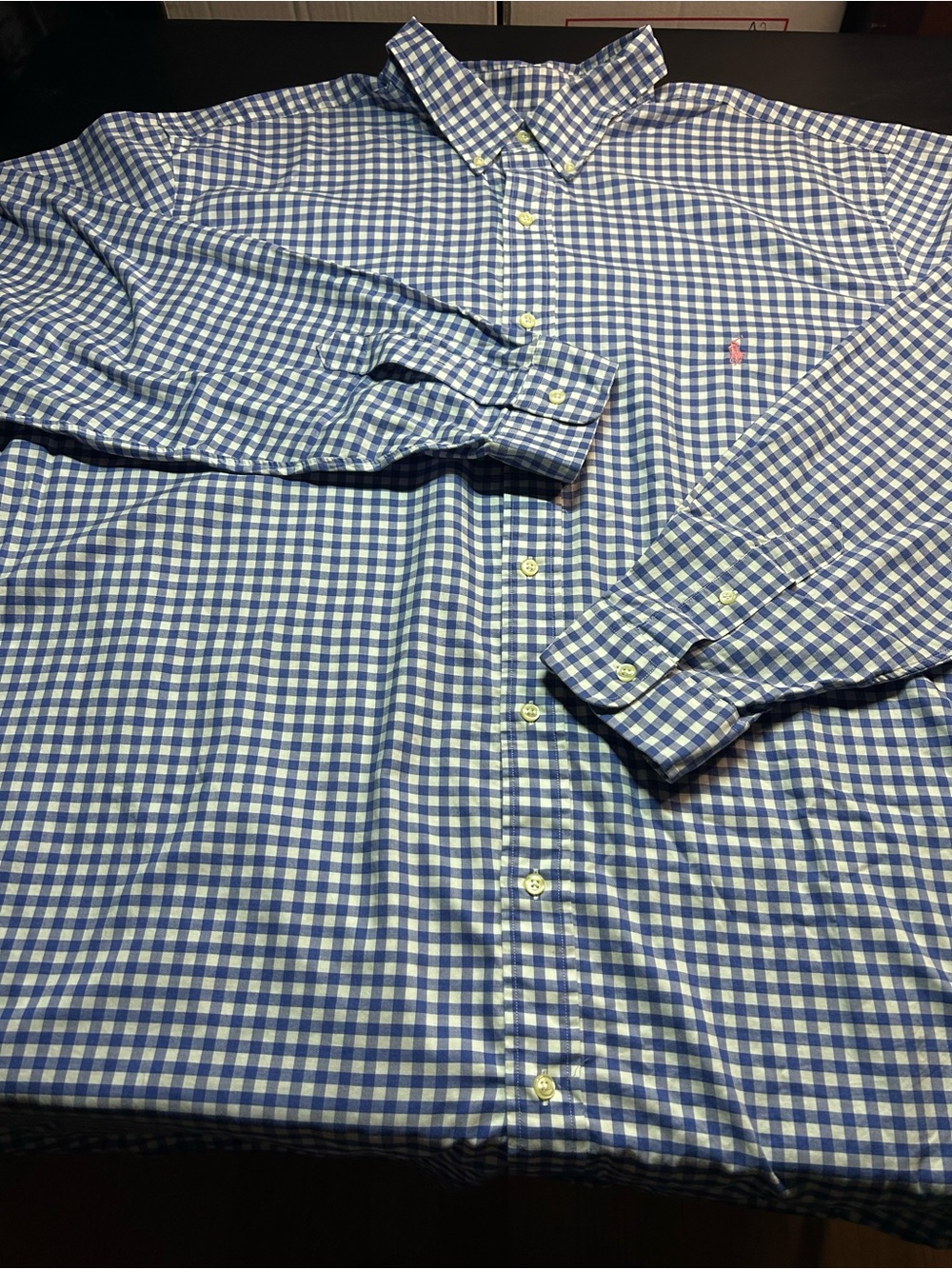 Polo Ralph Lauren Men's 3XLT Big & Tall Blue White Gingham Button Down